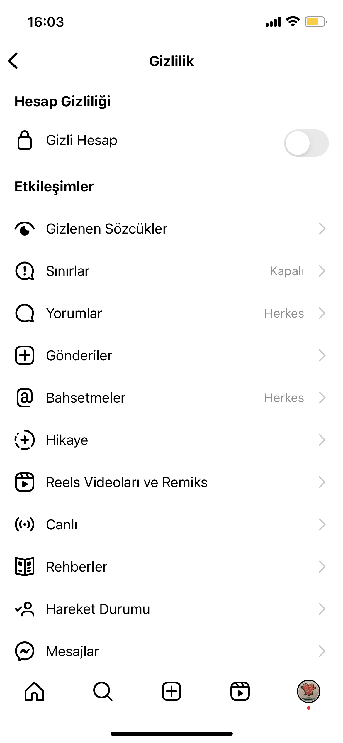 instagram hesap gizliliğini kaldır