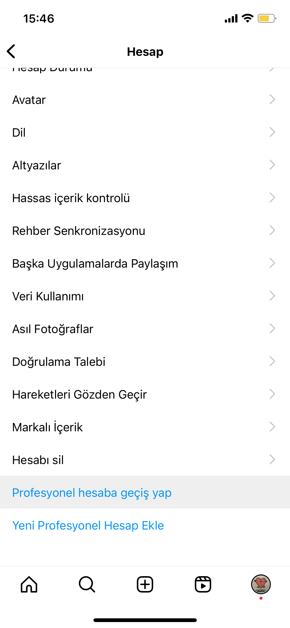 instagram profesyonel hesaba geçiş