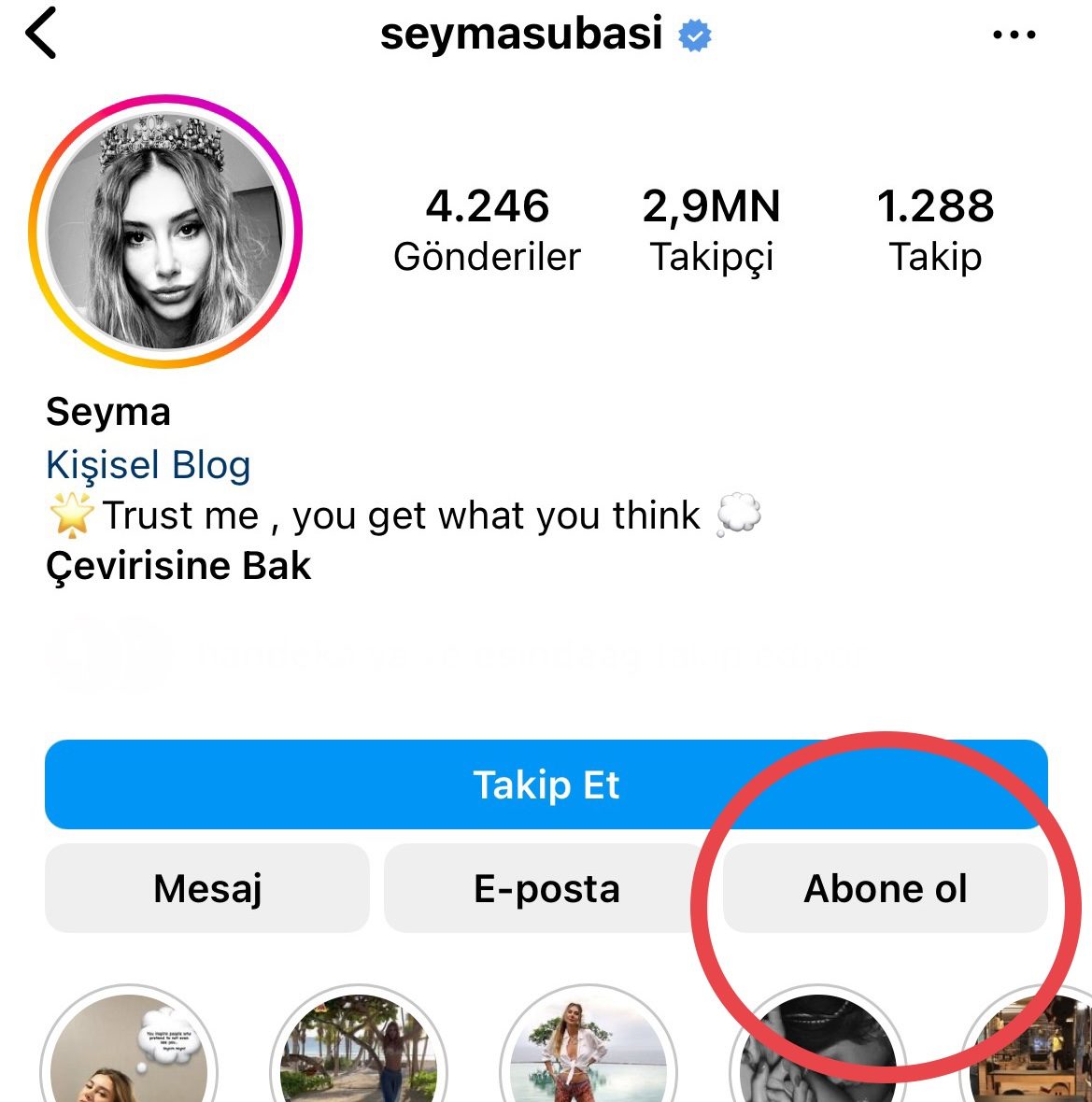 Instagram Abone Ol Adımları - Profildeki Abone Ol Butonunun Konumu