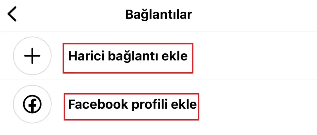 Instagram harici bağlantı ekleme ekranı