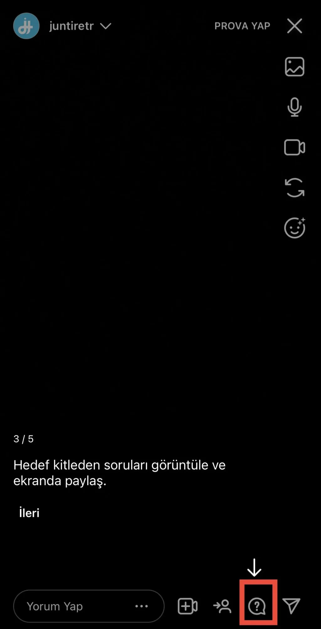 Canlı yayın soru cevap özelliği