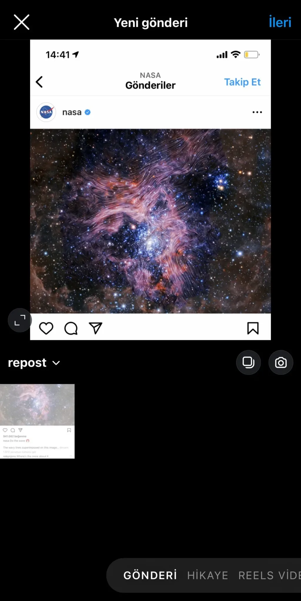 instagram repost nasıl yapılır?