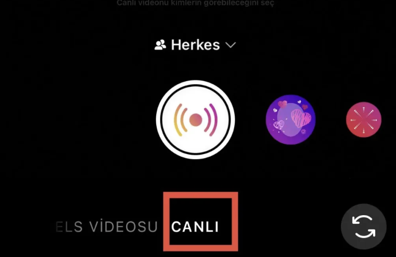 Instagram canlı yayın başlatma menüsü