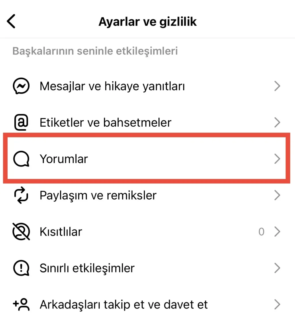 instagramda yorum yapacak kişiler nasıl engellenir?