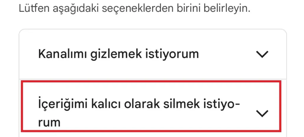 youtube hesap silme telefonda