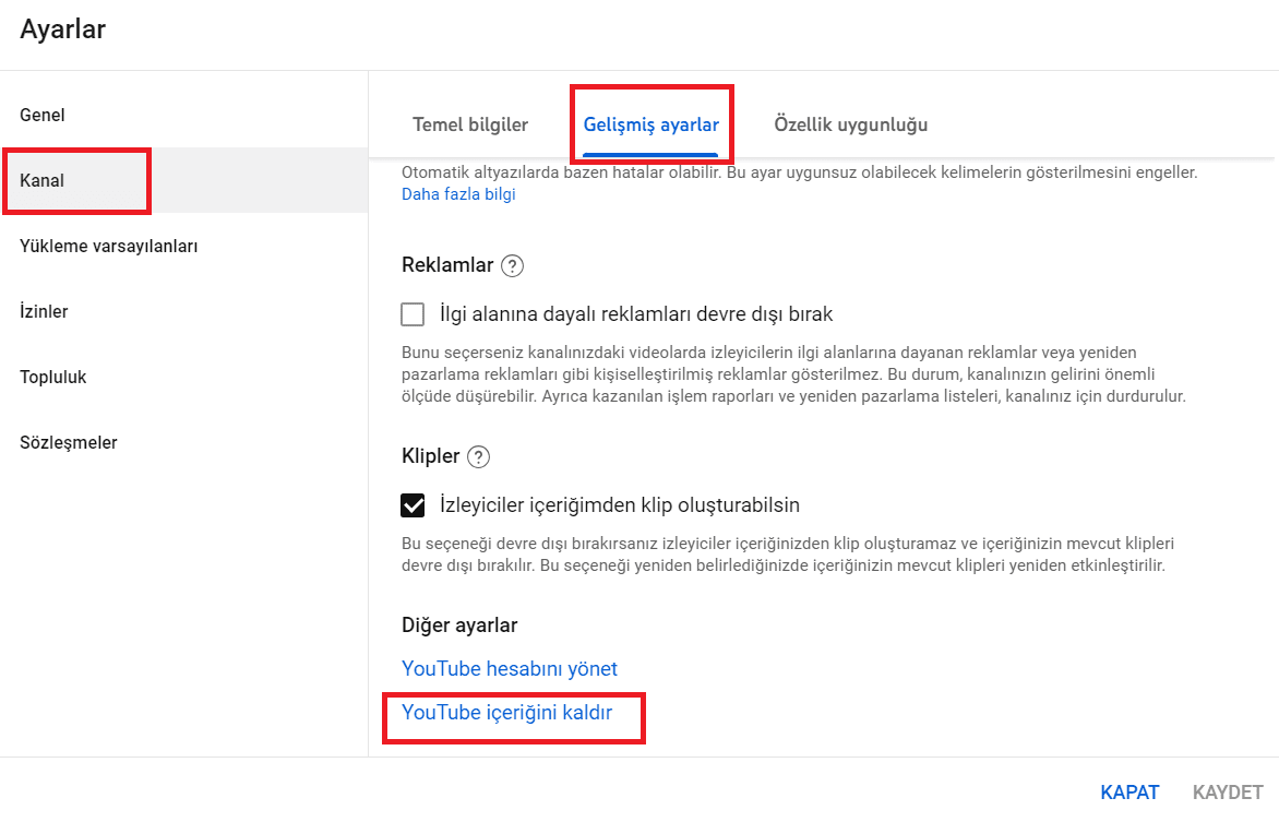 youtube kanalı gizlemek bilgisayardan