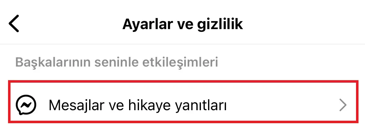 instagram dm kapatma
