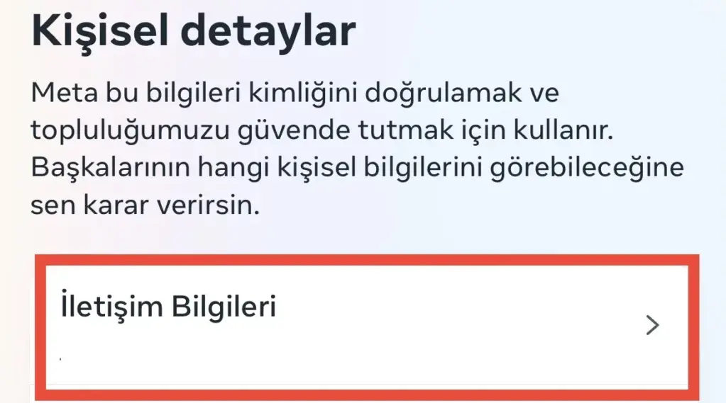 İletişim bilgileri sekmesi