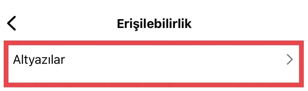 Instagram altyazılar menüsü
