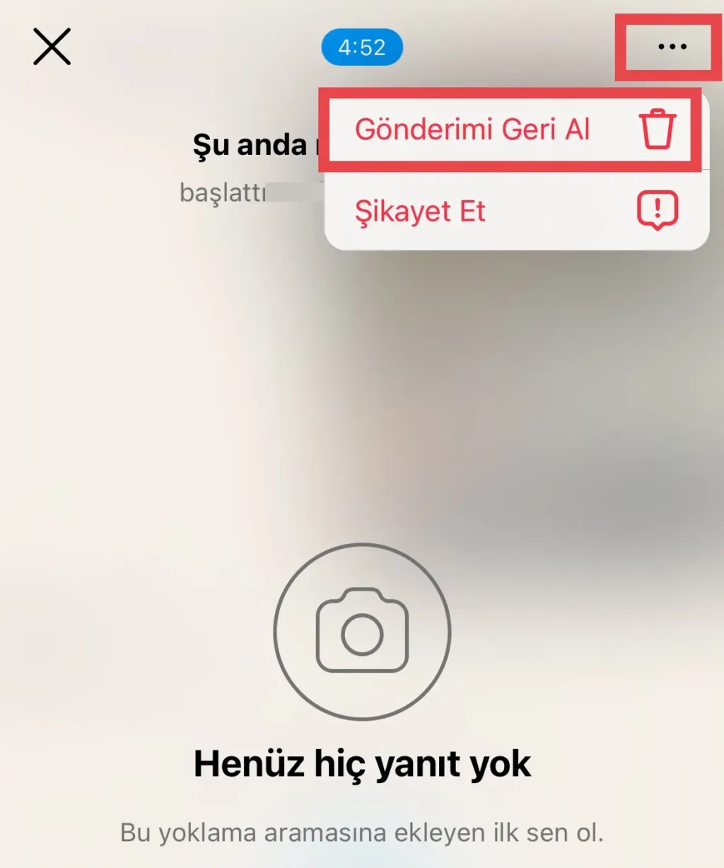 Instagram yoklama gönderimi geri al seçeneği