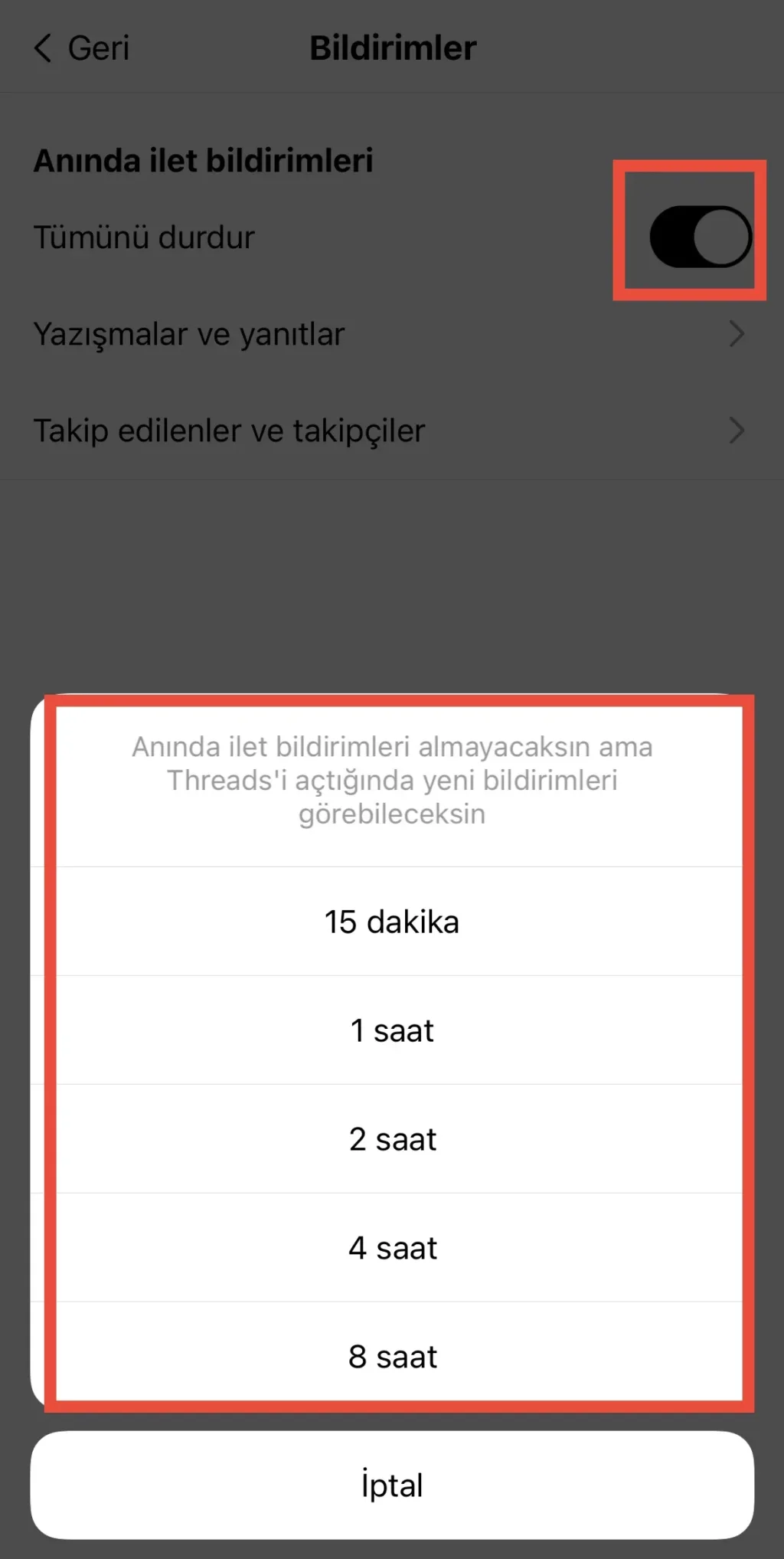 threads bildirim nasıl kapatılır