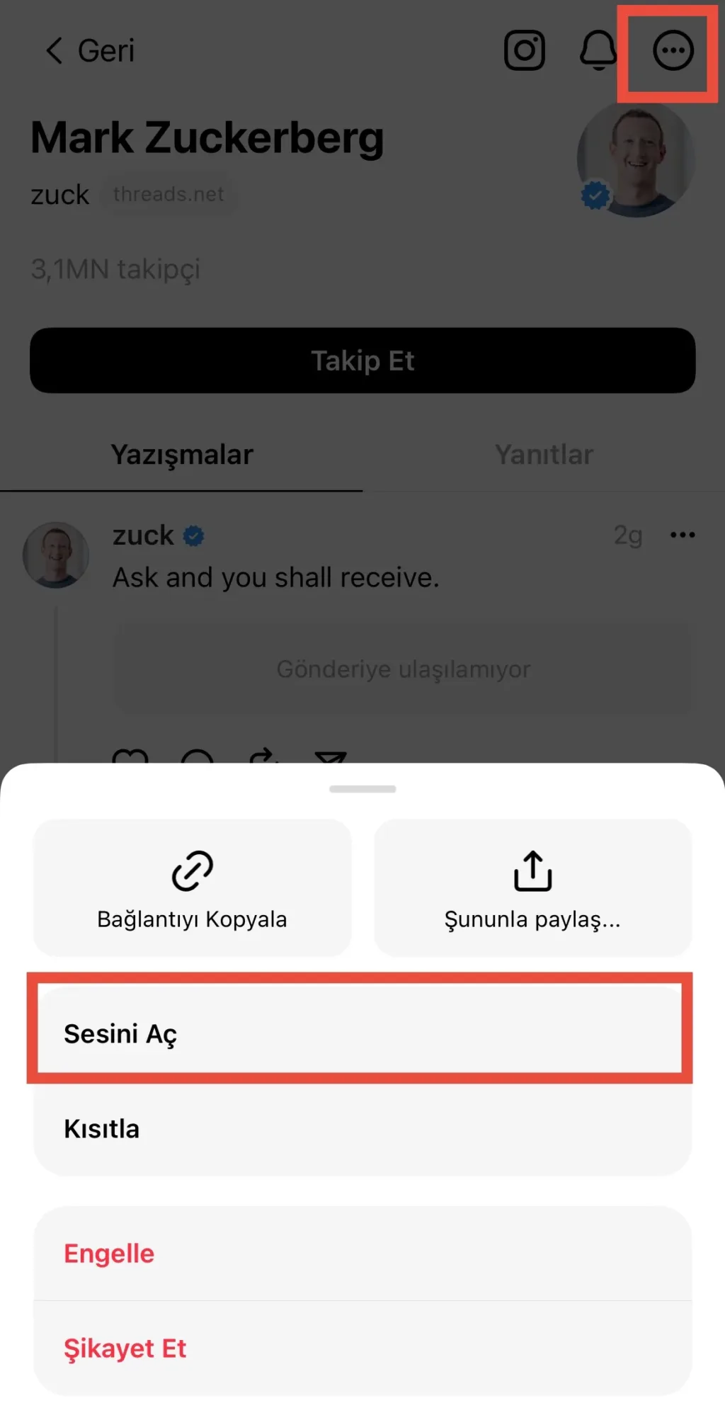 threads hesaplar sessize nasıl alınır