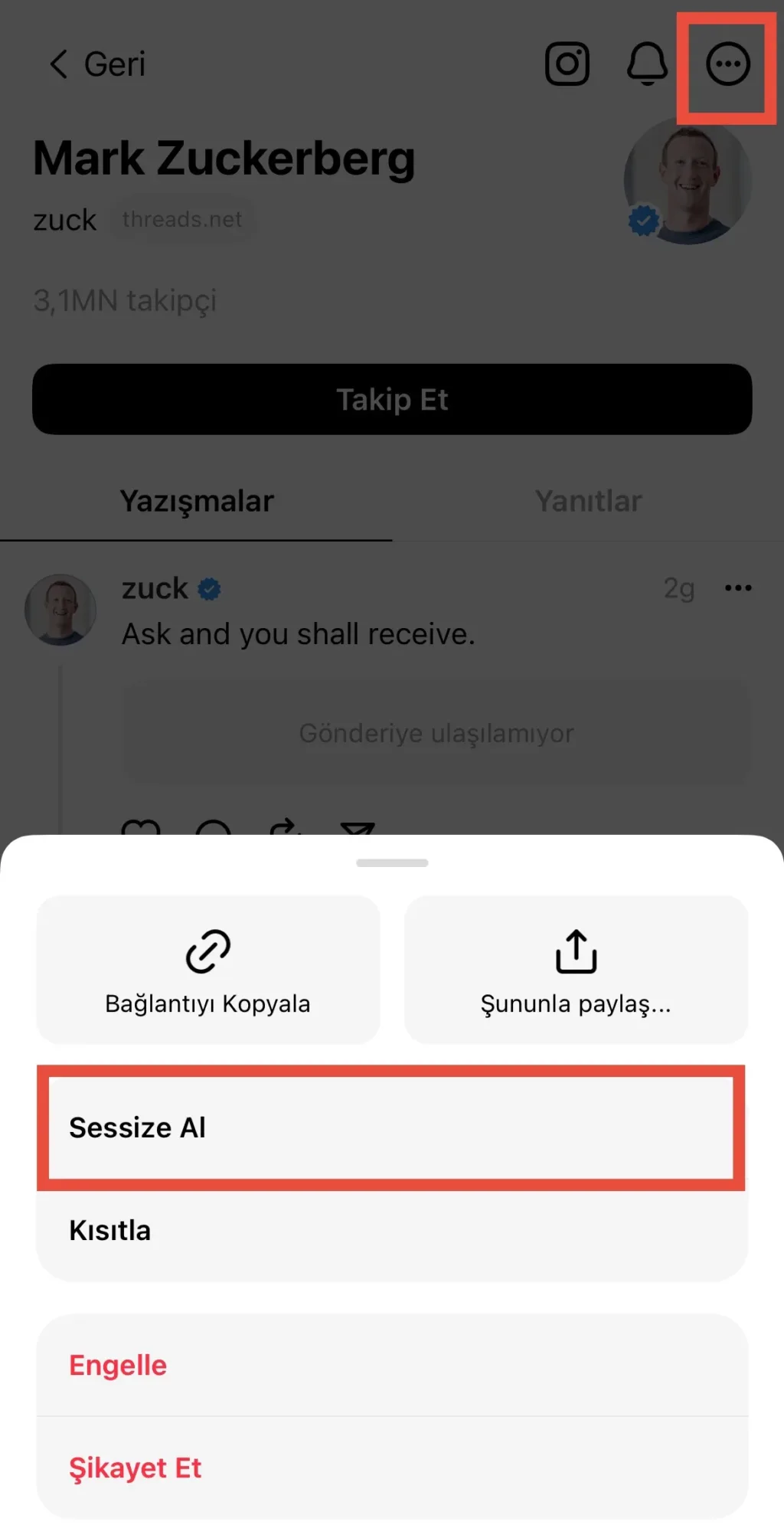 threads hesaplar sessize nasıl alınır