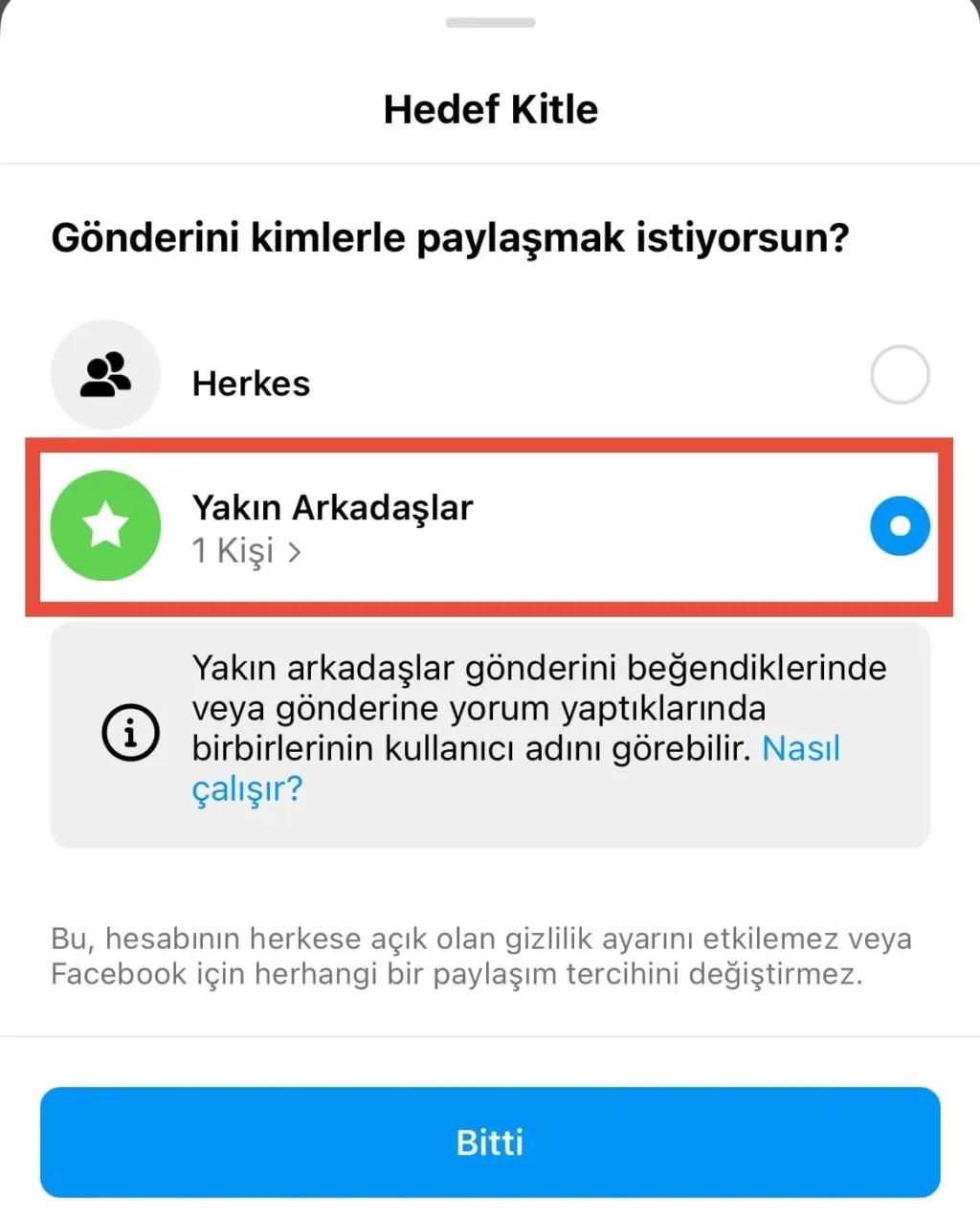 Instagram yakın arkadaşlar gönderisi yeşil yıldız görünümü