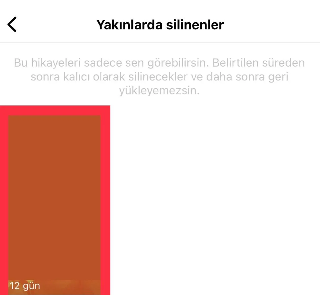 Instagram silinen fotoğrafları görüntüleme ekranı