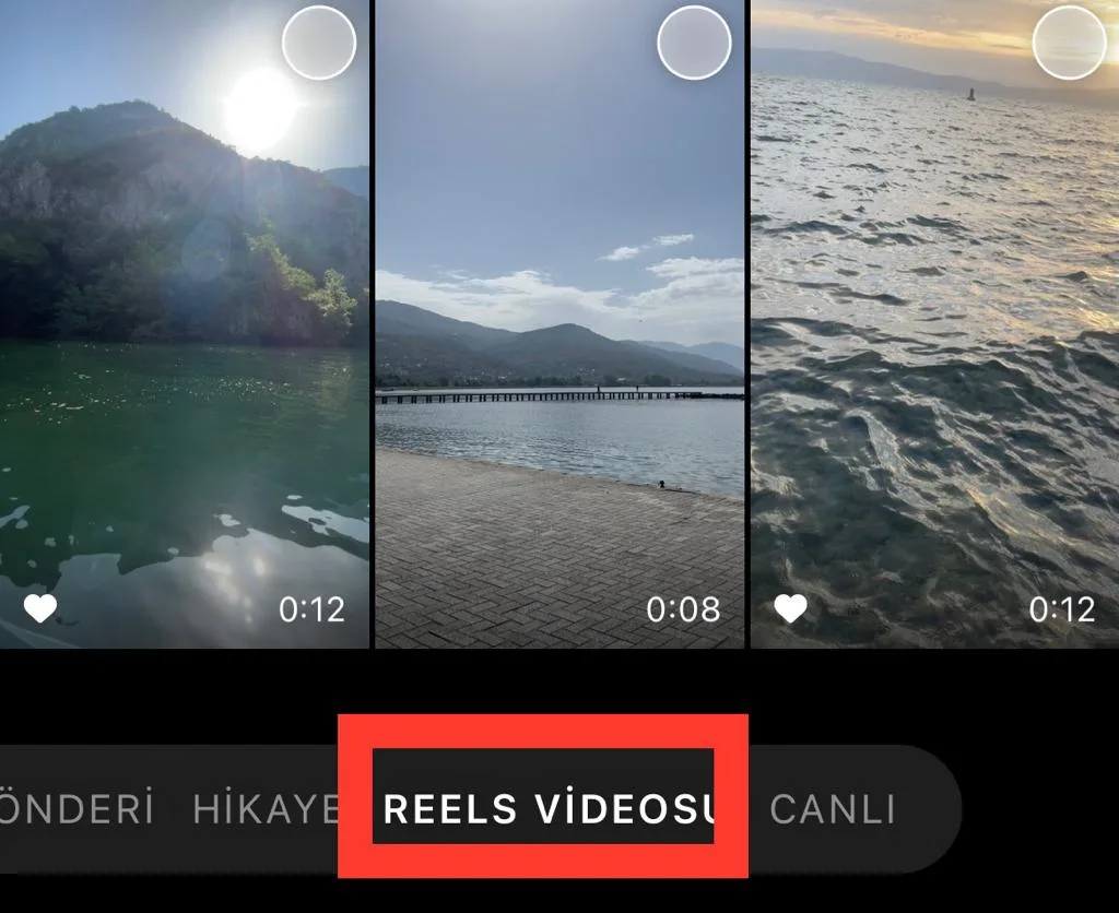 Instagram Reels oluşturma ekranı ve menüsü
