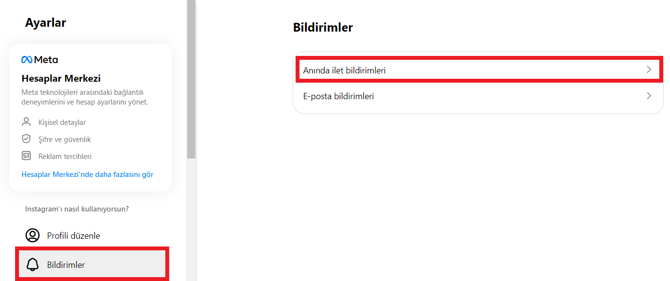 Instagram Bildirimleri Bilgisayardan Nasıl Kapatılır?