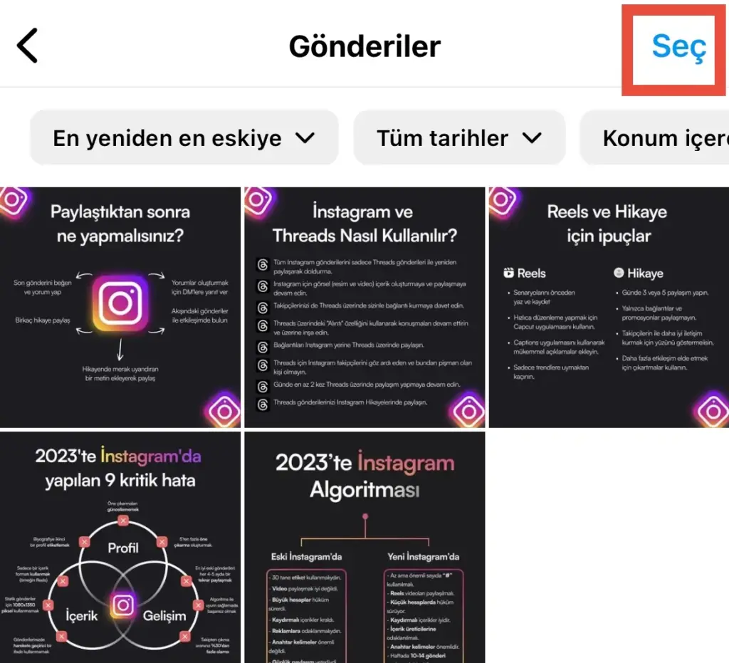 Instagram'da Aynı Anda Birden Fazla Gönderi Nasıl Arşivlenir?