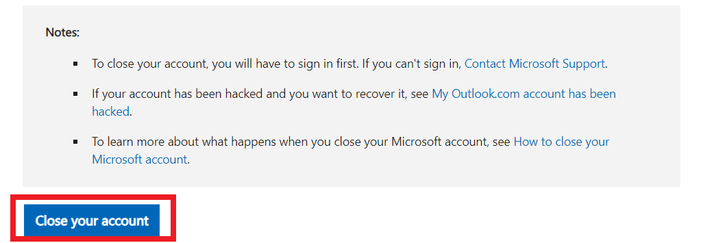 outlook hesap silme