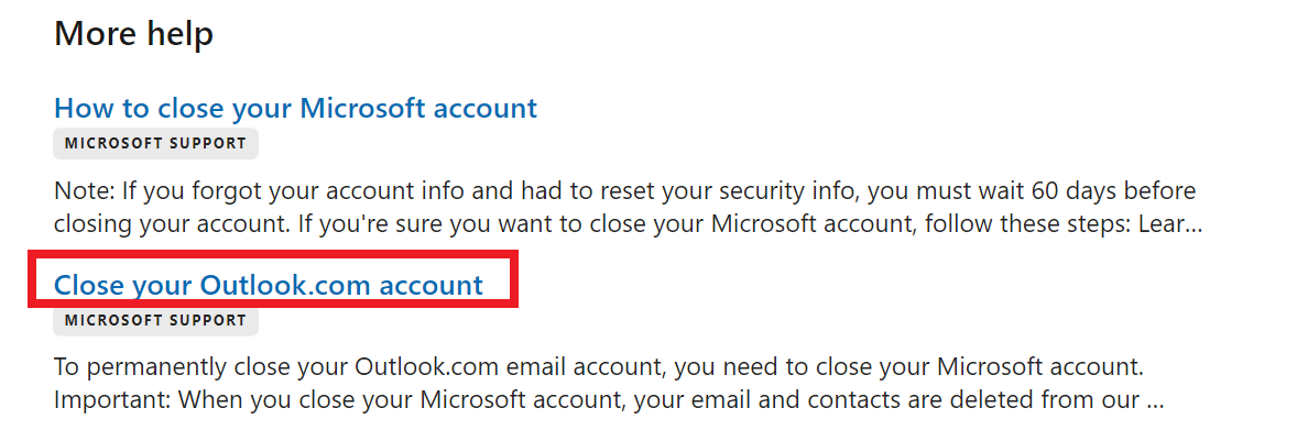 outlook hesap silme