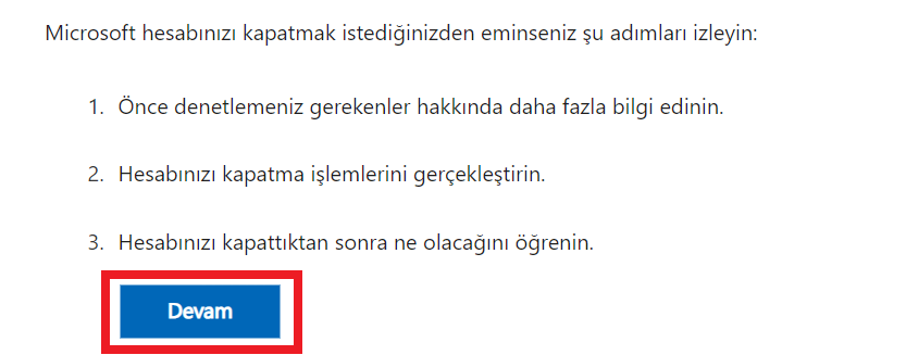 outlook hesap silme