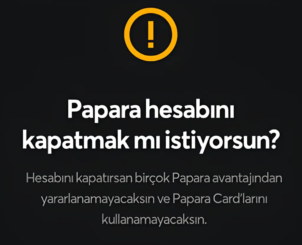 papara hesap silme