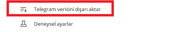 telegram sohbet verileri dışa aktar