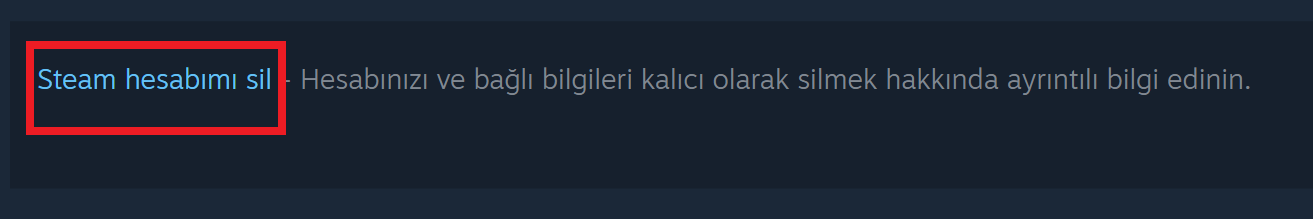 steam hesap silme