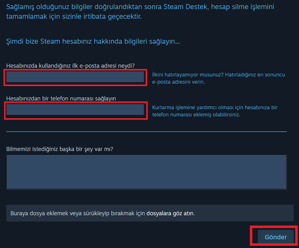 steam hesap silme