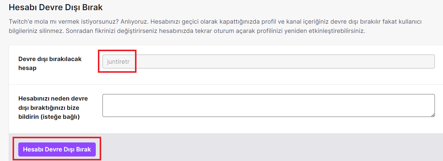 twitch hesap silme