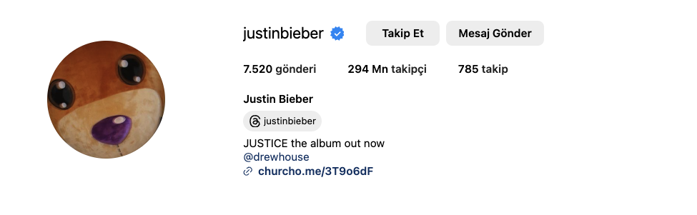 Justin Bieber Instagram Takipçi Sayısı Kaç?