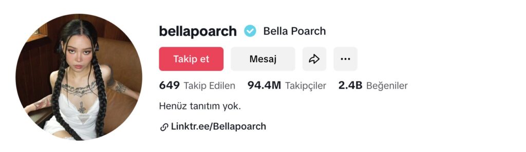 Bella Poarch Tiktok Hesabı