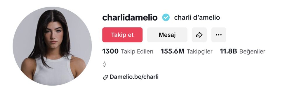 Charli D’Amelio Tiktok Hesabı