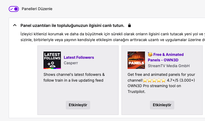 Twitch Panel Düzenleme Modu