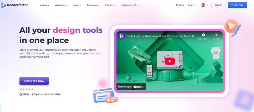 Renderforest Yapay Zeka Destekli Video, Logo ve Web Tasarım Platformu