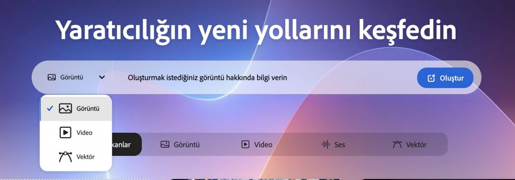 Adobe Firefly İçerik Seçenekleri 