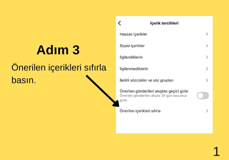 Sıfırlamayı Başlatın: Burada "Önerilen İçerikleri Sıfırla" seçeneğine tıklayın.