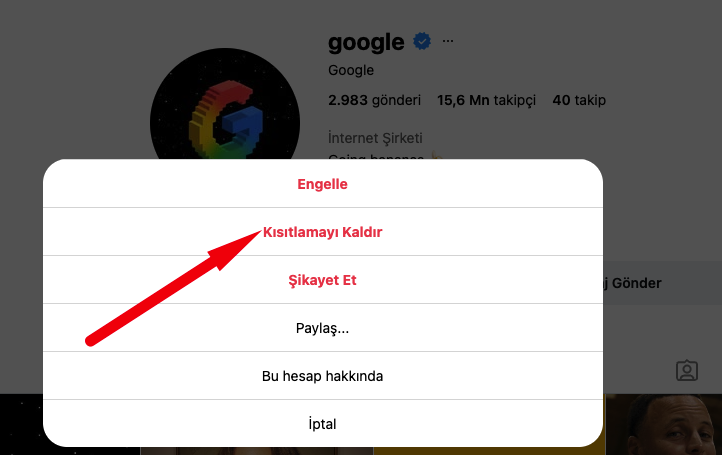 Instagram Kısıtlama Kaldırma