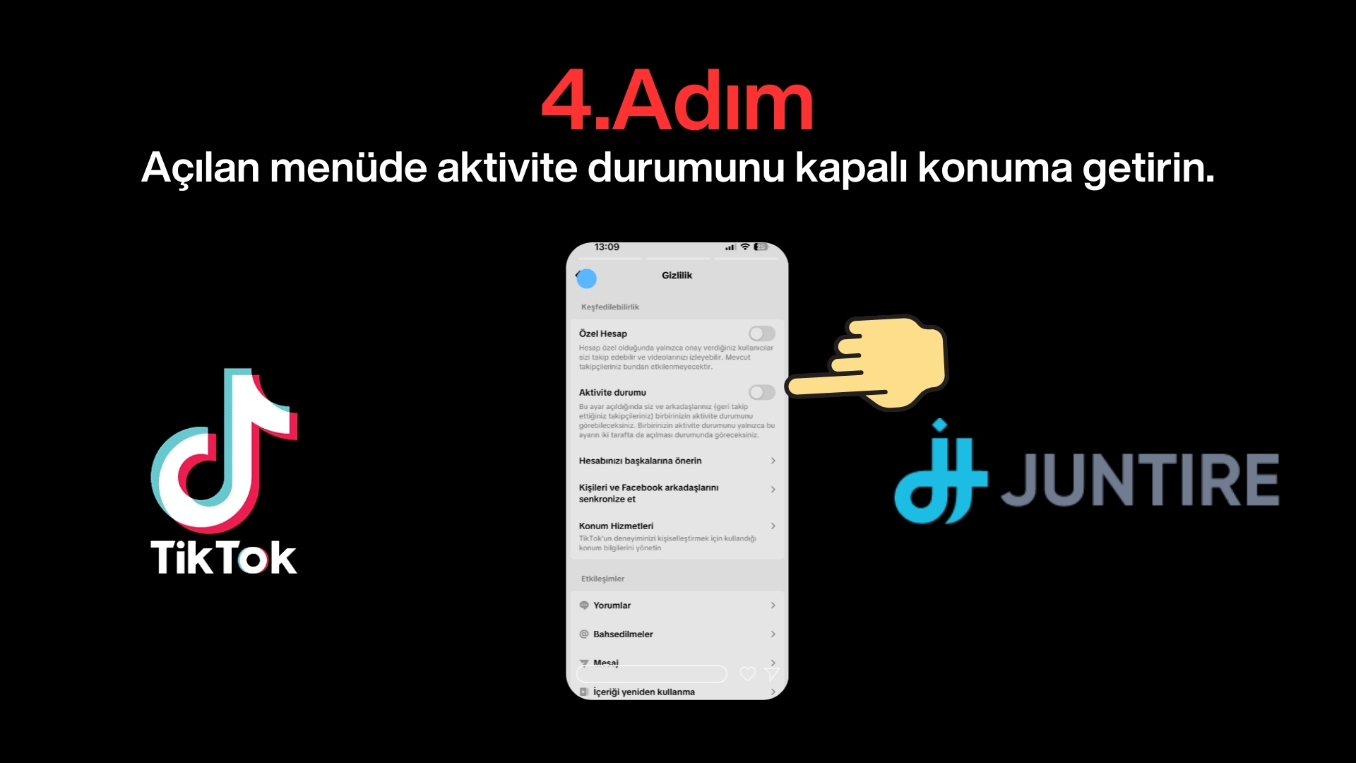 Gizlilik Paneli: Hesap başlığı altındaki "Gizlilik" bölümüne girin.