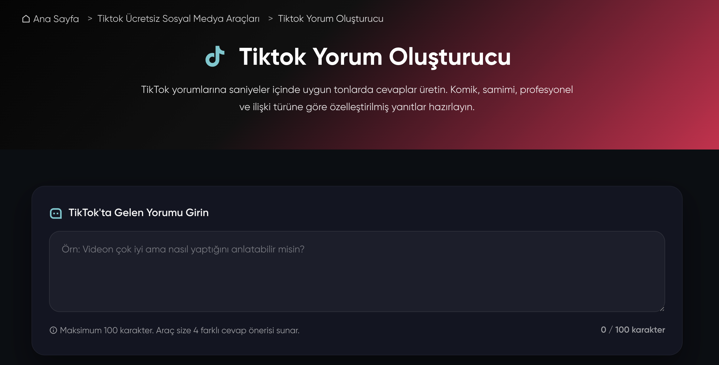 Tiktok Yorum Oluşturucu