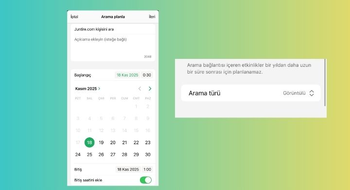 Whatsapp Planlı Arama Türü Seçim Ekranı