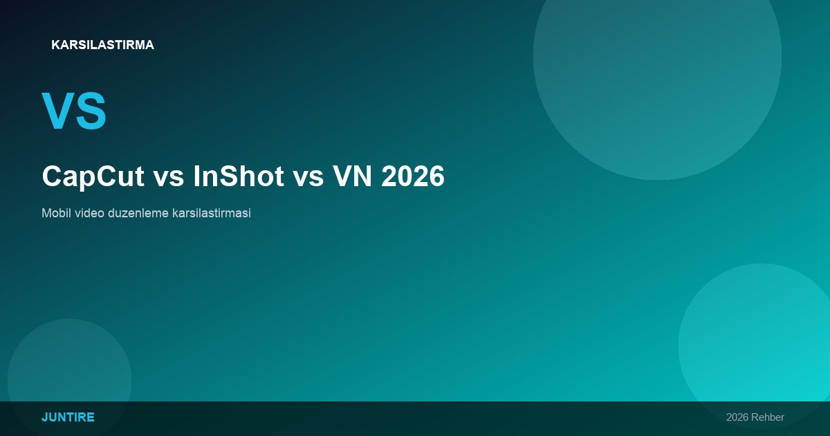 CapCut vs InShot vs VN 2026: Mobil Video Düzenleme Karşılaştırması