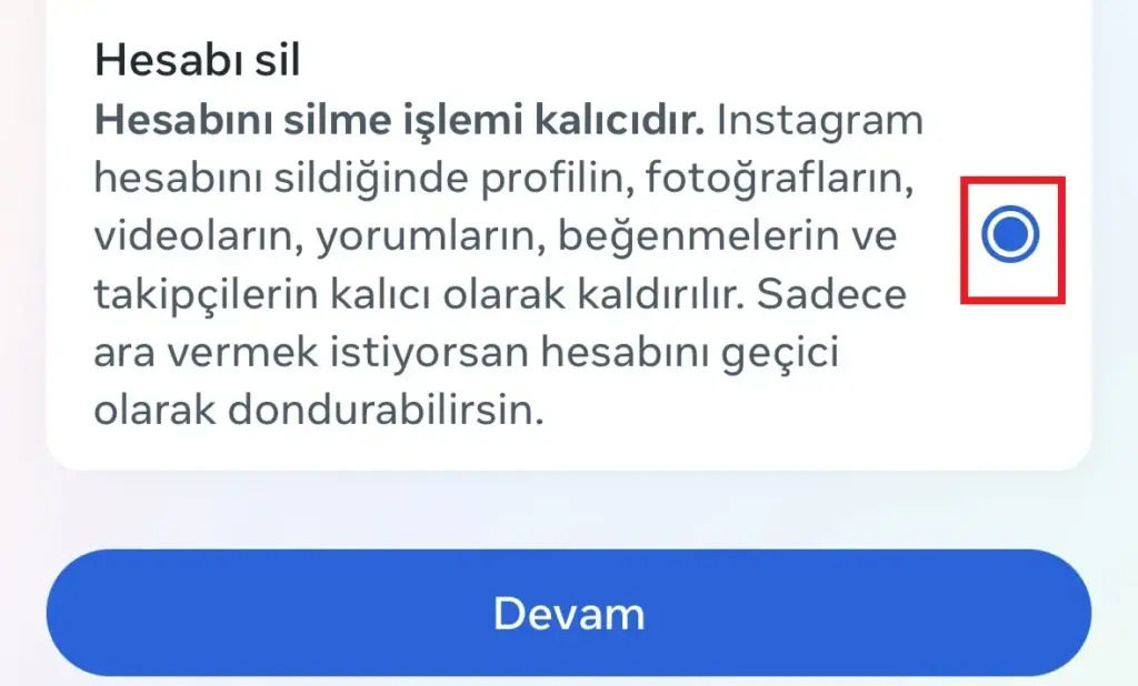 instagram hesap kapatma