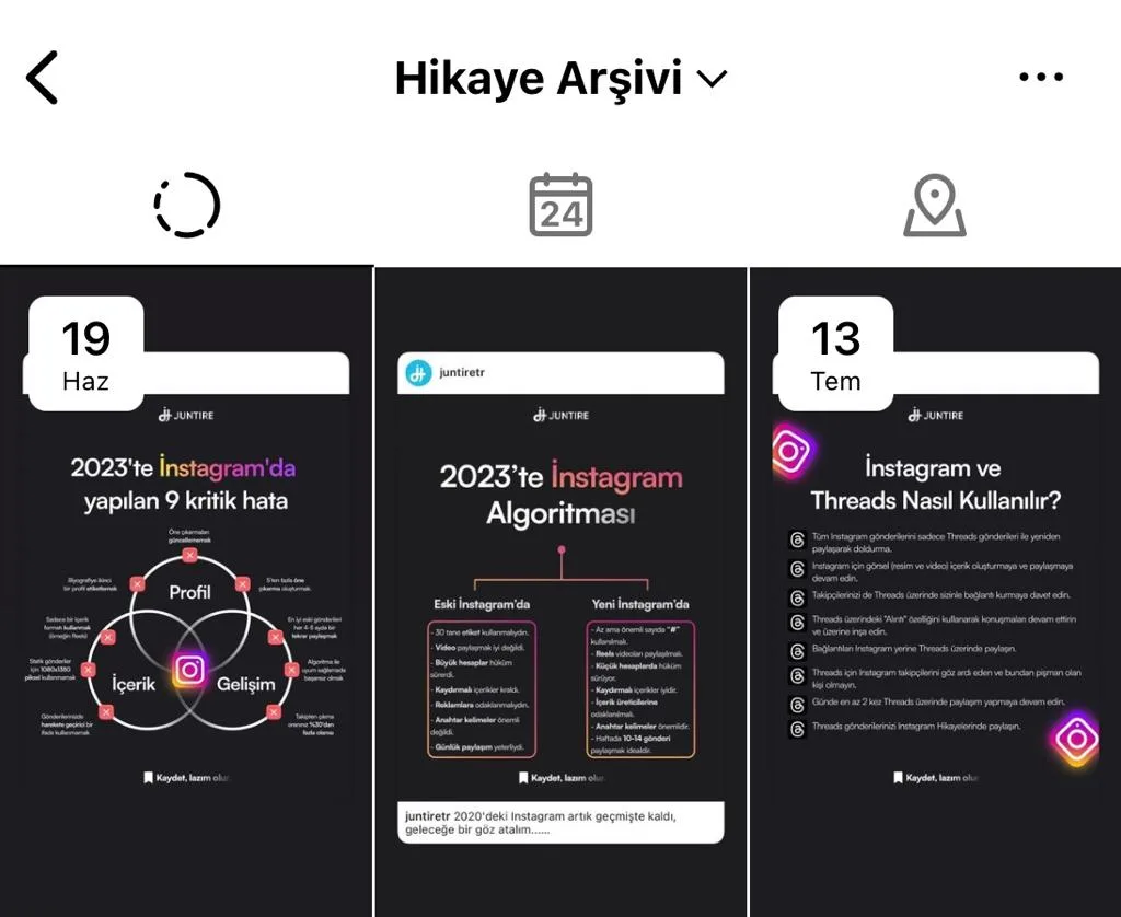 instagram hikaye arsivi
