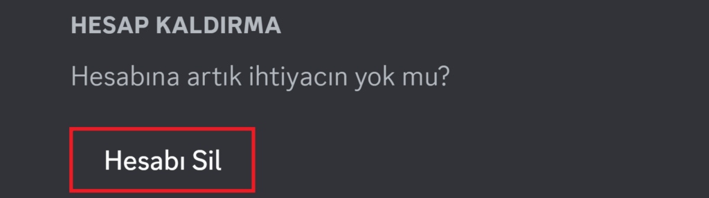discord hesap silme