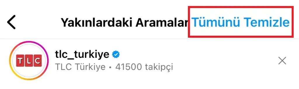 instagram arama geçmişi silme