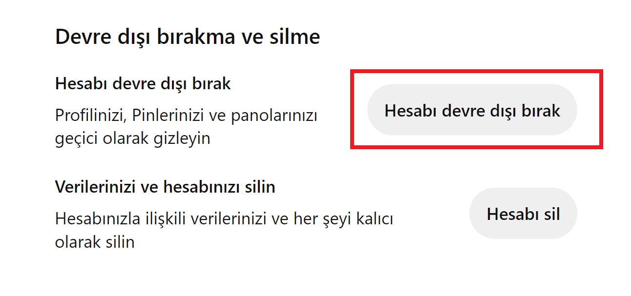 Pinterest Hesap Nasıl dondurulur?
