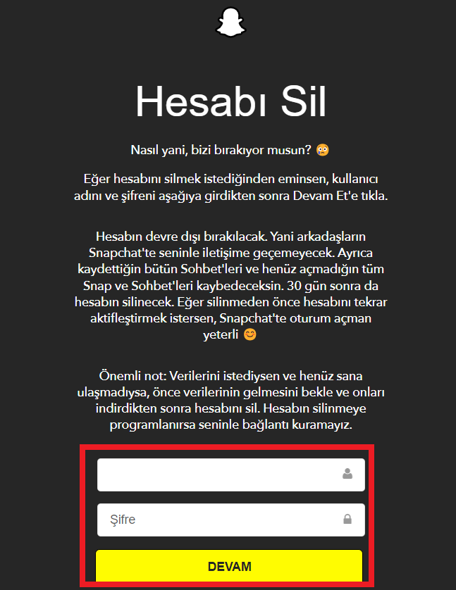 Snapchat Hesap Silme Nasıl Yapılır?