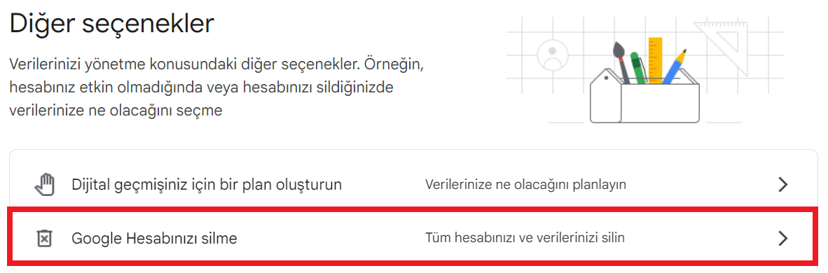 gmail hesap silme