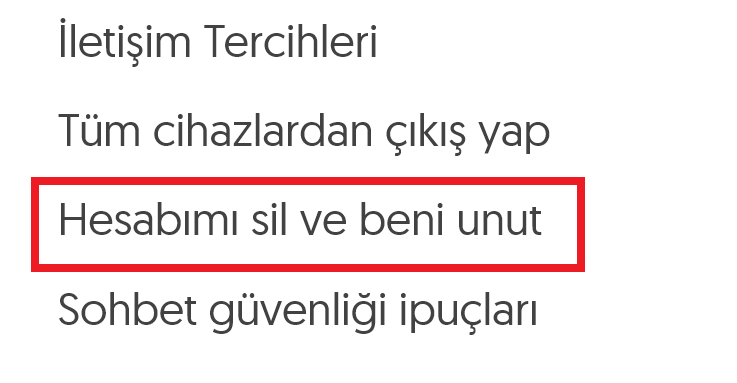 letgo hesap silme